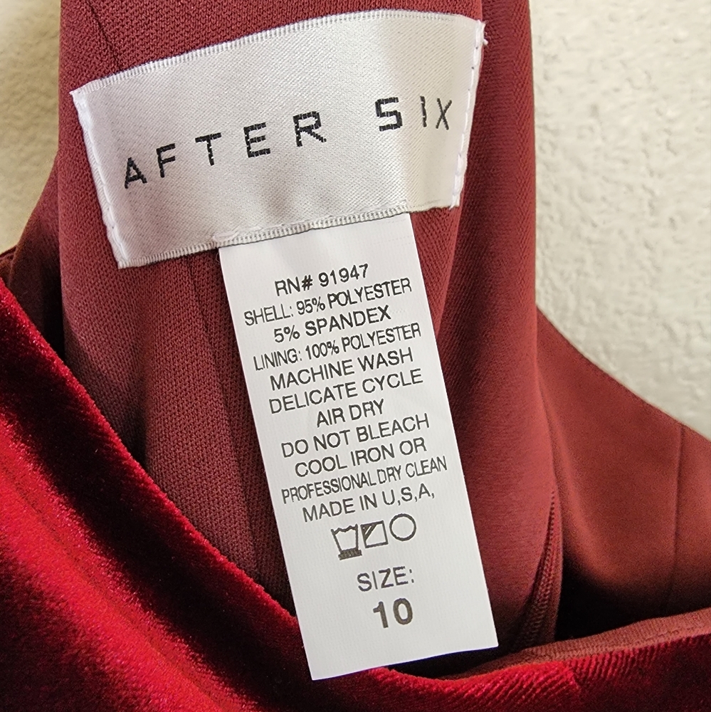 After Six One-Shoulder Spaghetti Strap Velvet Maxi Dress In Cabernet Size 10 NWT - Picture 6 of 10